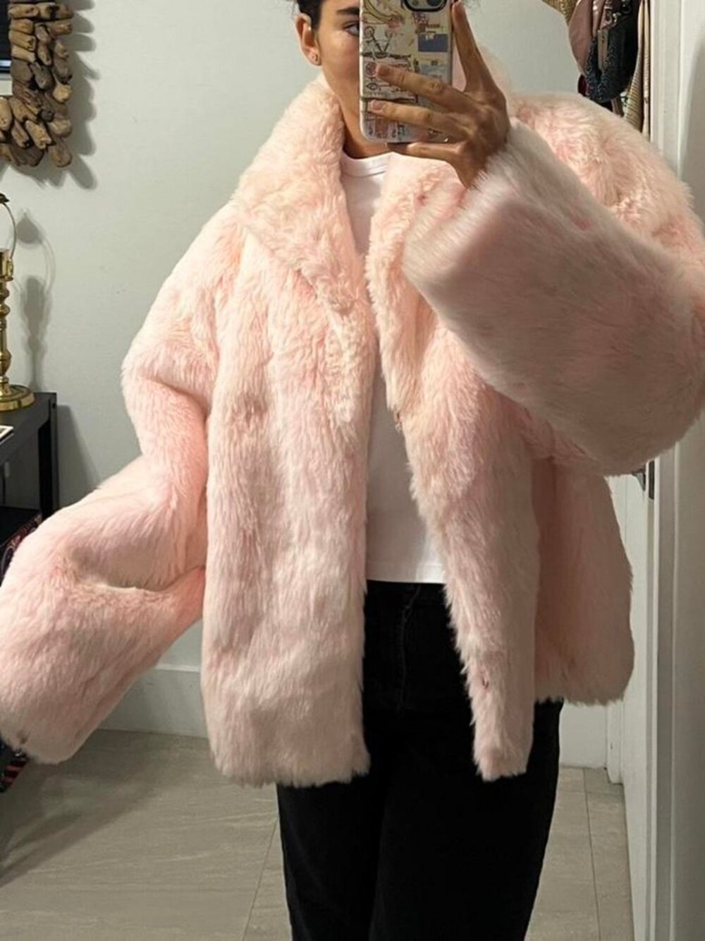 Pink faux fur jacket
